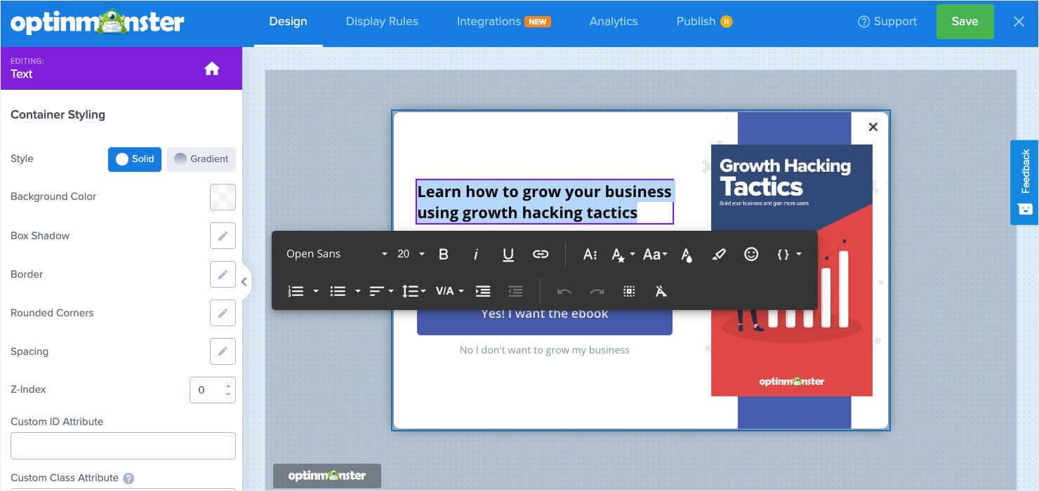 optinmonster-edit-text - OptinMonster Editing popup text in OptinMonster