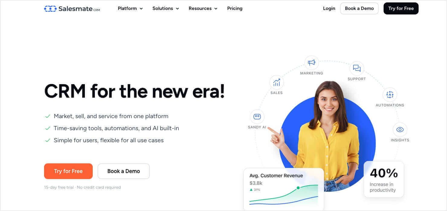 salesmate-homepage - OptinMonster Homepage for Salemare, a CRM for small businesses