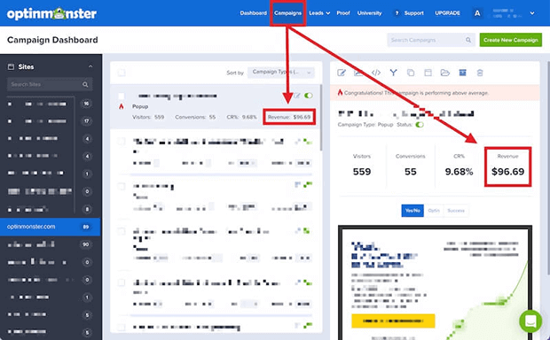 campaigns-revenue-attribution - OptinMonster