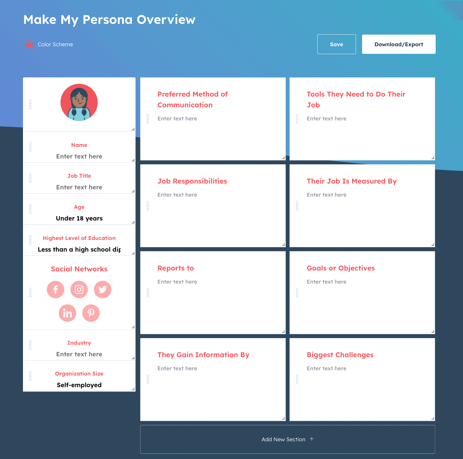 Make My Persona Buyer Persona Template - OptinMonster Make My Persona Buyer Persona Template